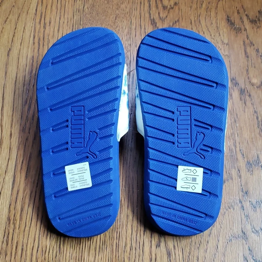 NEW Cool Cat Shibori Jr. Slide Sandal Blue Tie Dye Print Puma Kids Size 12